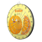 Niedlicher Orangenfrucht-Cartoon Dartscheibe (Vorderseite rechts)