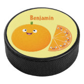 Niedlicher Orangenfrucht-Cartoon Eishockey Puck (3/4)
