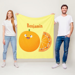 Niedlicher Orangenfrucht-Cartoon Fleecedecke