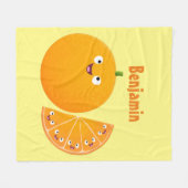 Niedlicher Orangenfrucht-Cartoon Fleecedecke (Vorderseite (Horizontal))