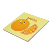 Niedlicher Orangenfrucht-Cartoon Fliese (Seite)