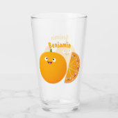 Niedlicher Orangenfrucht-Cartoon Glas (Rückseite)