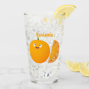 Niedlicher Orangenfrucht-Cartoon Glas