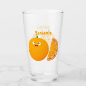 Niedlicher Orangenfrucht-Cartoon Glas (Vorderseite)