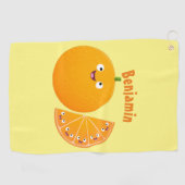 Niedlicher Orangenfrucht-Cartoon Golfhandtuch (Horizontal)