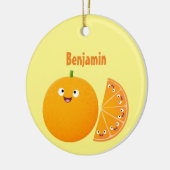 Niedlicher Orangenfrucht-Cartoon Keramik Ornament (Links)