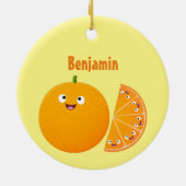 Niedlicher Orangenfrucht-Cartoon Keramik Ornament (Hinten)