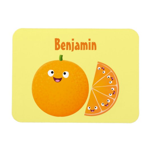 Niedlicher Orangenfrucht-Cartoon Magnet (Horizontal)