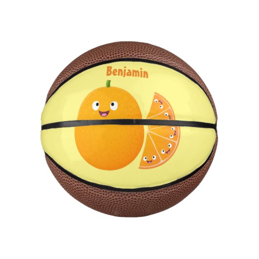 Niedlicher Orangenfrucht-Cartoon Mini Basketball (Vorderseite)