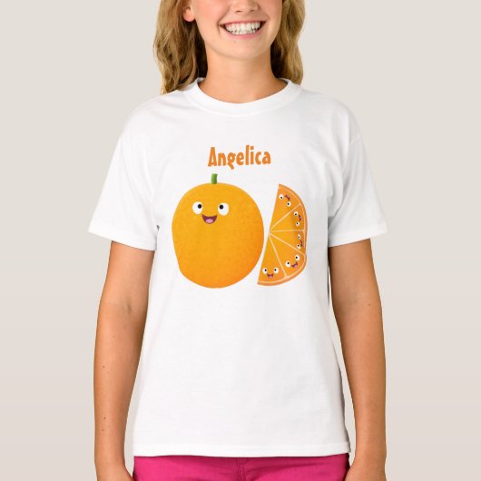 Niedlicher Orangenfrucht-Cartoon T-Shirt (Vorderseite)