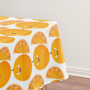 Niedlicher Orangenfrucht-Cartoon Tischdecke