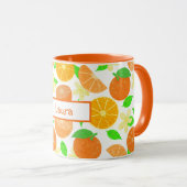 Niedlicher Orangenfruchtmuster individuelle Name Tasse (VorderseiteRechts)