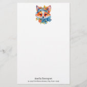Niedlicher Orangenfuchs mit Blumenkronen Briefpapier (Vorderseite)