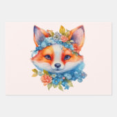 Niedlicher Orangenfuchs mit Blumenkronen Geschenkpapier Set (Vorderseite 3)