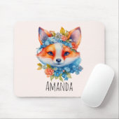 Niedlicher Orangenfuchs mit Blumenkronen Mousepad (Mit Mouse)