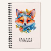 Niedlicher Orangenfuchs mit Blumenkronen Notizblock (Vorderseite)