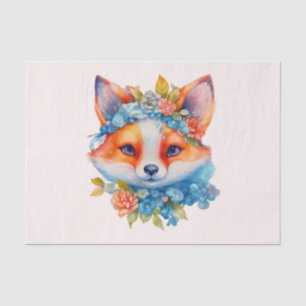 Niedlicher Orangenfuchs mit Blumenkronen Seidenpapier