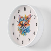 Niedlicher Orangenfuchs mit Blumenkronen Uhr (Winkel)