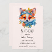 Niedlicher Orangenfuchs mit Blumenkronendusche Einladung (Vorne/Hinten)