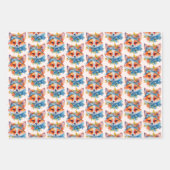 Niedlicher Orangenfuchs mit Blumenmuster Geschenkpapier Set (Vorderseite 3)