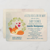 Niedlicher Orangenfuchs mit grüner Kleider-Baby-Du Einladung (Vorne/Hinten)