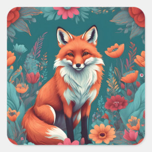 Niedlicher Orangenfuchs Quadratischer Aufkleber