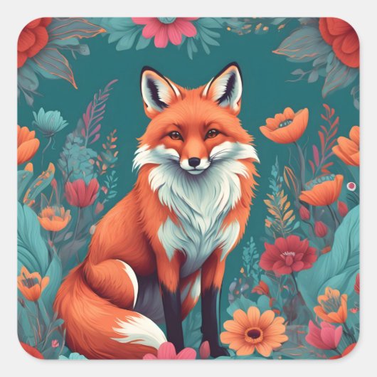 Niedlicher Orangenfuchs Quadratischer Aufkleber (Vorderseite)