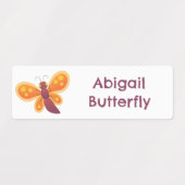 Niedlicher Orangenschmetterling Cartoon personalis Etiketten (Design 2)