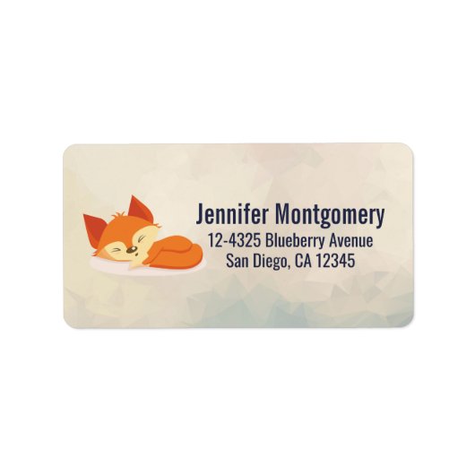 Niedlicher Oranger Cartoon Zeichnend Foxschlafen Adressaufkleber (Vorne)