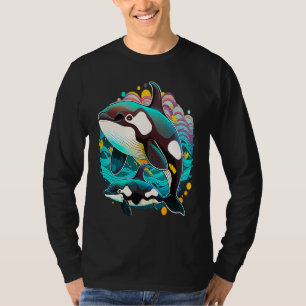 Niedlicher Orca und Kalbsmeer T-Shirt