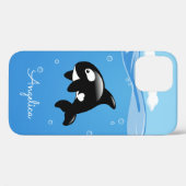 Niedlicher Orca-Wal im Ozean mit Individuelle Name Case-Mate iPhone Hülle (Rückseite (Horizontal))