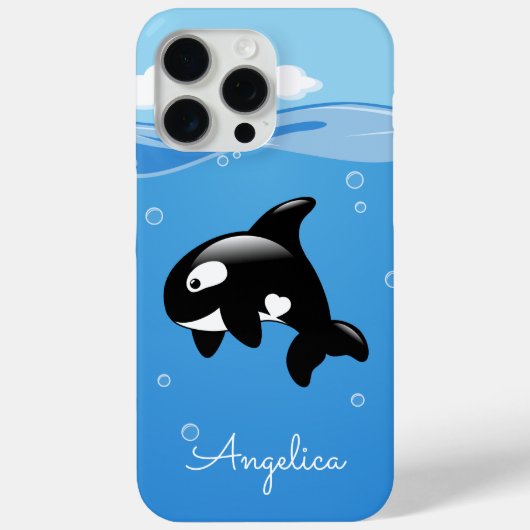 Niedlicher Orca-Wal im Ozean mit Individuelle Name Case-Mate iPhone Hülle (Rückseite)