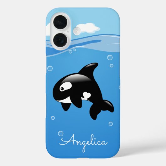 Niedlicher Orca-Wal im Ozean mit Individuelle Name Case-Mate iPhone Hülle (Rückseite)