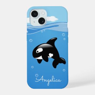 Niedlicher Orca-Wal im Ozean mit Individuelle Name iPhone 15 Hülle
