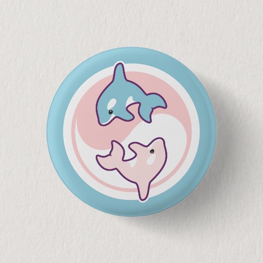 Niedlicher Orca-Wal Yin Yang Button (Vorderseite)