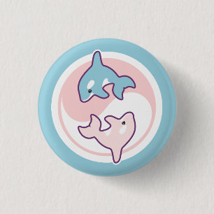Niedlicher Orca-Wal Yin Yang Button