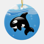 Niedlicher Orca Whale auf Blue Keramik Ornament (Vorne)