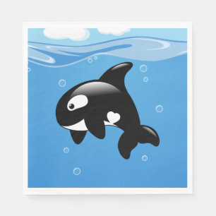 Niedlicher Orca Whale auf Blue Serviette