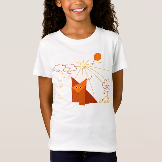 Niedlicher Origami Fox ist glückliches Licht T-Shirt (Vorderseite)