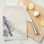 Niedlicher Ost-Bluebird Rustikale Wasserfarbe Geschirrtuch (Viertel Falte)