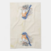 Niedlicher Ost-Bluebird Rustikale Wasserfarbe Geschirrtuch (Vertikal)