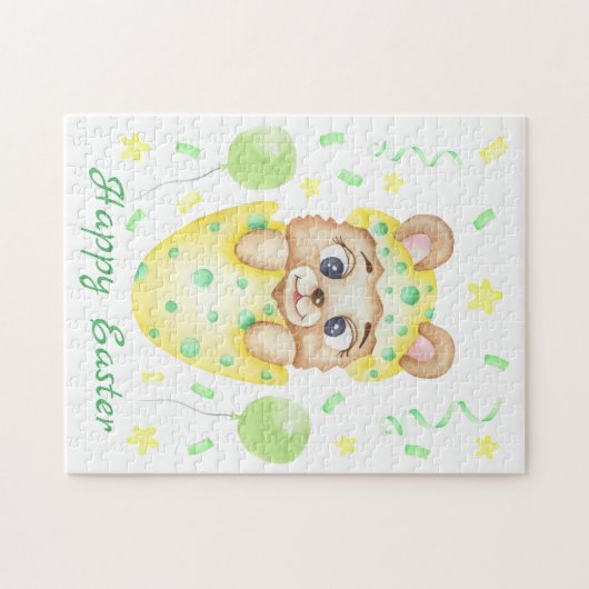 Niedlicher Osterbär für eine positive Stimmung Pos Puzzle (Horizontal)