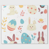 Niedlicher Ostereier Cartoon Geschenkpapier (Flach)