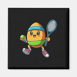 Niedlicher Ostereier Tennis Player Design Cartoon Magnet