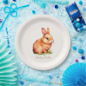 Niedlicher Osterhase auf Elfenbeinpapier-Tellern Pappteller (Party)