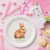 Niedlicher Osterhase auf Elfenbeinpapier-Tellern Pappteller (Party)