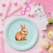 Niedlicher Osterhase auf Light Blue Pappteller (Party)