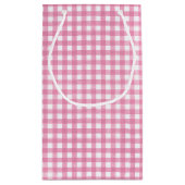 niedlicher Osterhase auf rosa Gingham Kleine Geschenktüte (Rückseite)