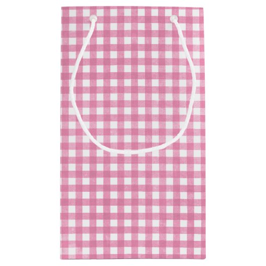 niedlicher Osterhase auf rosa Gingham Kleine Geschenktüte (Rückseite)
