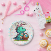 Niedlicher Osterhase Dinosaurier Pappteller (Party)